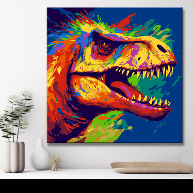 T-Rex Dinosaurier Abstrakt - Malen nach Zahlen
