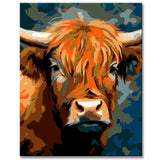 Highland Cattle im Picasso-Stil Malen nach Zahlen