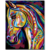 Painting by Numbers: Colorful Horse Portrait in Picasso Style