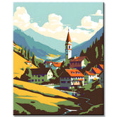 Malen nach Zahlen Bergdorf in Oesterreich