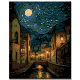 Mondlicht Altstadt bei Nacht - Malen nach Zahlen