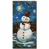 Schneemann in der Sternennacht - Malen nach Zahlen