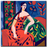 Malen nach Zahlen im Matisse Stil: Frau im roten Kleid