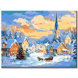 Malen nach Zahlen Dorf im Winter