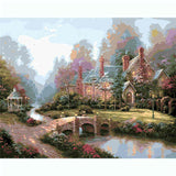 Malen nach Zahlen Bilder Villa mit Bachlauf