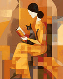 Grind nach Zahlen Bilder Frau mit Katze abstrakt