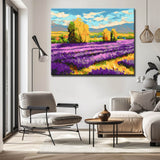 Grind to Zahlen Blumen Lavendelfeld vor Dorf