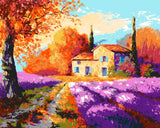 Grind nach Zahlen Blumen Lavendelfeld mit Haus