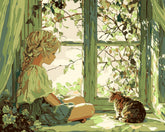 Grind nach Zahlen Kind mit Katze