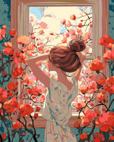 Grind nach Zahlen Hund Frau im Spiegel