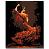 Malen nach Zahlen Bilder tanzerin im roten kleid