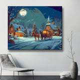 Paint by Numbers Christmas Christmas Village with Horse Carriage