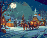 Paint by Numbers Christmas Christmas Village with Horse Carriage