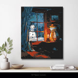 Malen nach Zahlen SchneeMann im Garten