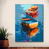 Grind nach Zahlen Boote auf dem See