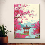 Grind after the flower garden with pavilion in China 2 parts