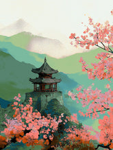 Grind after the flower garden with pavilion in China 2 parts