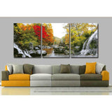 Malen nach Zahlen Triptychon Wasserfälle