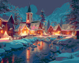 Malen nach Zahlen für Erwachsene Bergdorf im Schnee