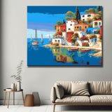 Paint by Numbers for Adults Boat Dock with Sailboats