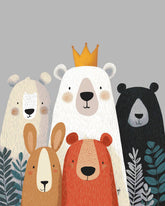 Malen nach Zahlen für Erwachsene Tiere Comic Bär mit Krone