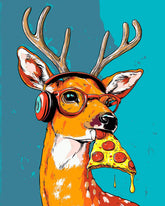 Grind nach Zahlen Elch mit Pizza