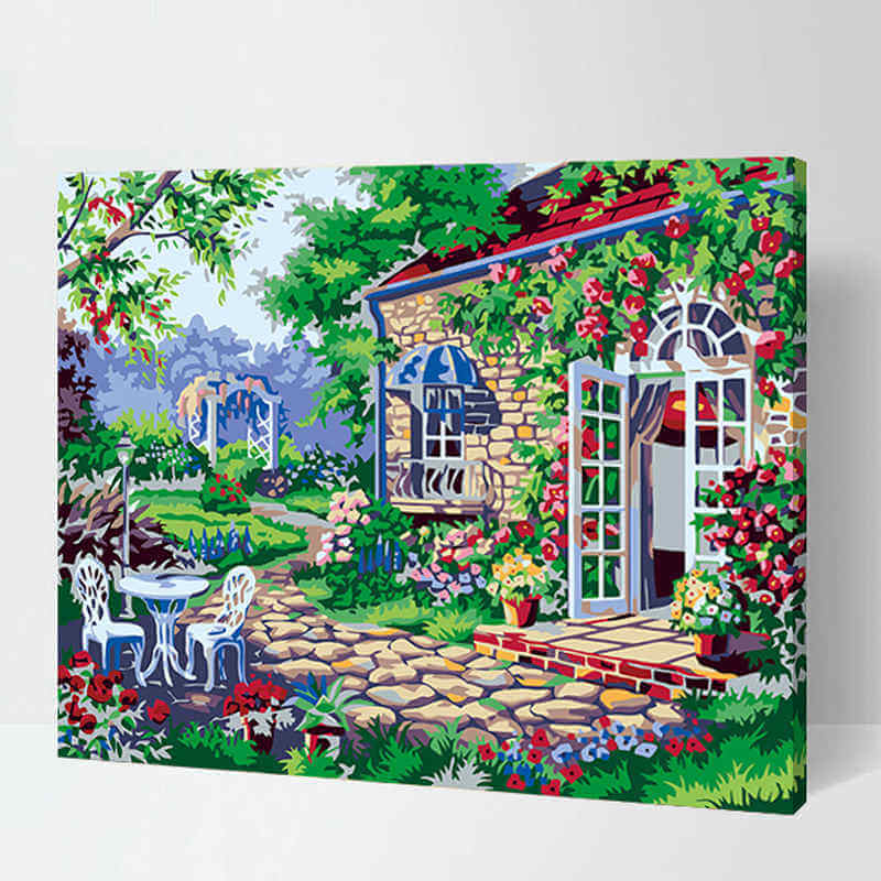 Malen nach Zahlen villa mit terrasse