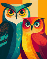 Malen nach zahlen bird eulen couple