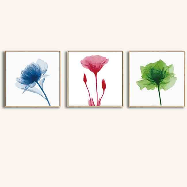 Malen nach Zahlen blaue blume 3 triptychon