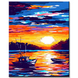 Paint by Numbers Fishing Boat Sunset