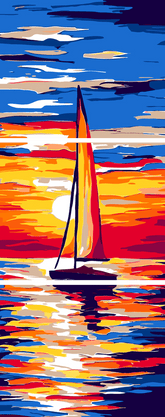 Malen nach Zahlen Sonnenaufgang Meer - 3-teilig (Triptychon)-SS-071