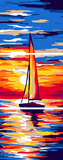 Malen nach Zahlen Sonnenaufgang Meer - 3-teilig (Triptychon)-SS-071