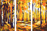 Malen nach Zahlen Birkenwald - 3 parts (Triptychon)