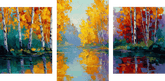 Malen nach Zahlen Pflanzenwelt See - 3 parts (Triptychon)