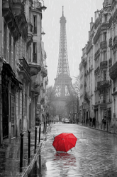 Grind after Zahlen Paris roter Regenschirm