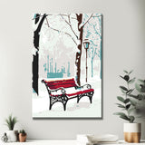 Grind during the winter red park bench