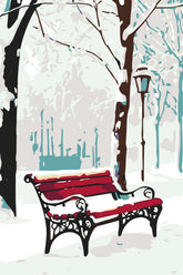 Grind during the winter red park bench