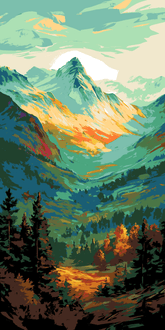 Painting by Numbers Mountains Landscape