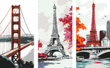 Malen nach Zahlen Funkturm rotweisser Schiffsanleger Paris San Francisco Brücke
