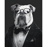 Malen nach Zahlen Hund mit Brille schwarz weiss