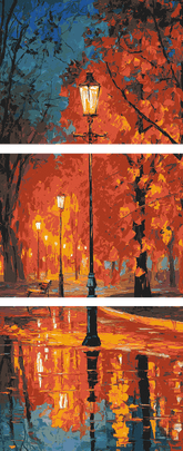 Malen nach Zahlen Herbst Abend - 3-teilig (Triptychon)-SS-547-3-teilig