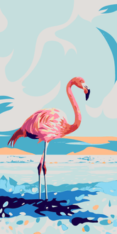 Paint by Numbers Flamingo on Clouds
