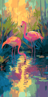 Paint by Numbers Flamingo Sunrise