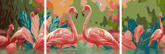 Malen nach Zahlen Flamingo Familie - 3-teilig (Triptychon)