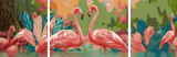 Malen nach Zahlen Flamingo Familie - 3-teilig (Triptychon)
