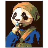 Malen nach Zahlen Panda madchen mit perle