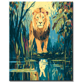 Painting by Numbers Lion and Lamb Animals Reflection Animal Art