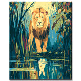 Painting by Numbers Lion and Lamb Animals Reflection Animal Art