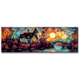 Malen nach Zahlen Panorama Haus an FlussBrücke Tiffany Stil