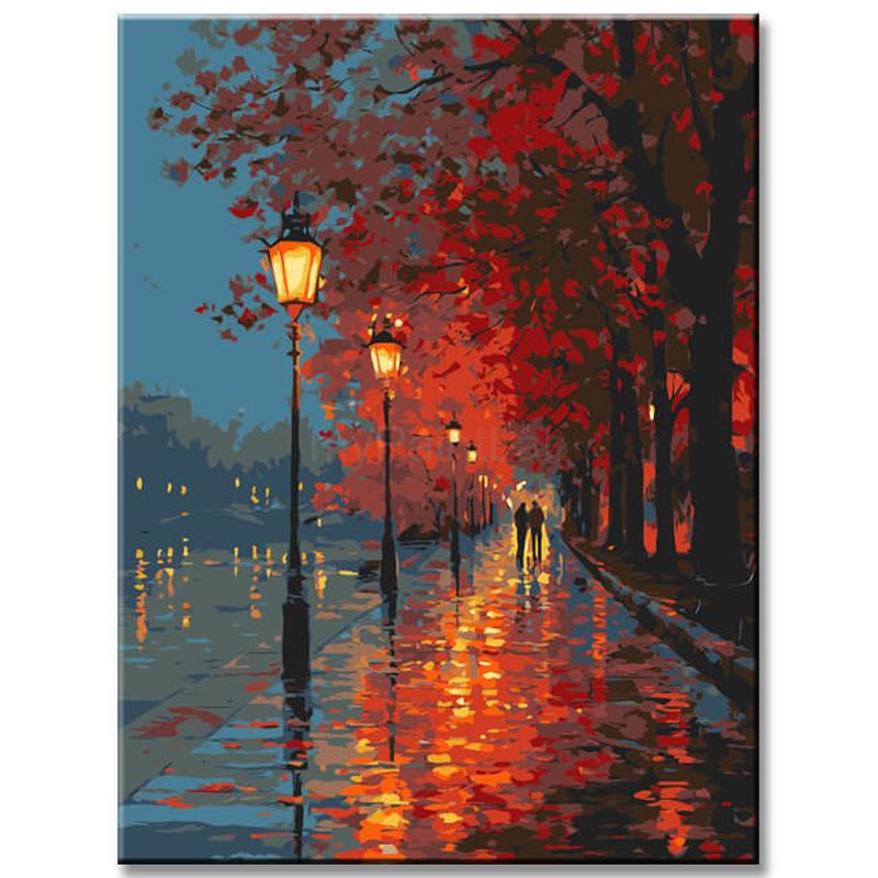 Painting by Numbers Autumn Avenue in the Rain